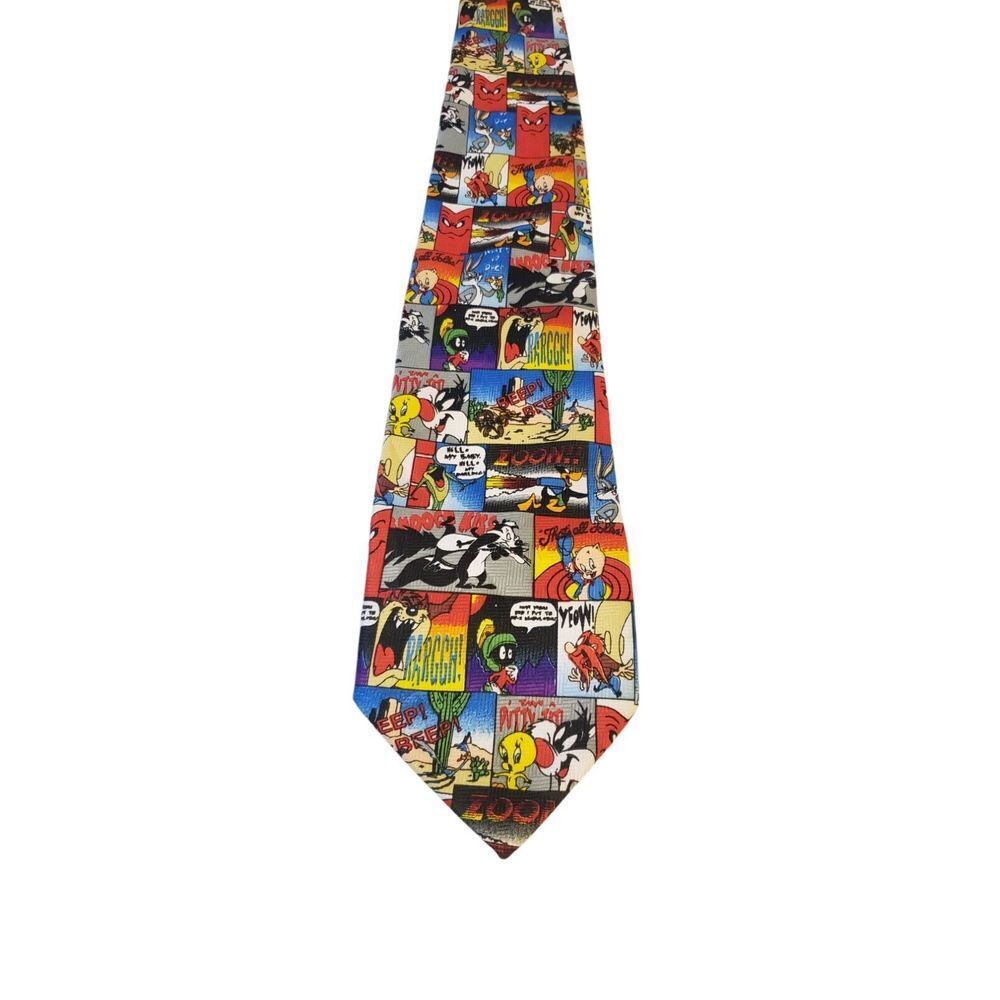 Vintage LOONEY TUNES TOONS WARNER BROS Neck Tie Comic Theme Vintage Colorful